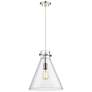 Newton Cone 14" Wide Polished Nickel Cord Hung Pendant With Clear Shad
