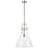 Newton Cone 14" Wide Satin Nickel Pendant with Clear Shade