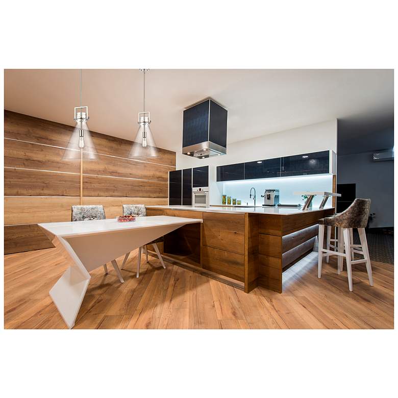 Image 3 Newton Cone 14" Wide Satin Nickel Pendant with Clear Shade more views