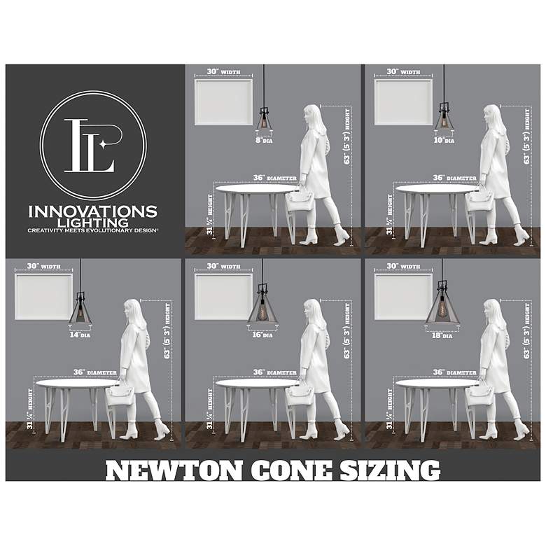 Image 6 Newton Cone 14" Wide Satin Nickel Pendant with Clear Shade more views