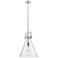 Newton Cone 14" Wide Stem Hung Polished Nickel Pendant With Clear Shad