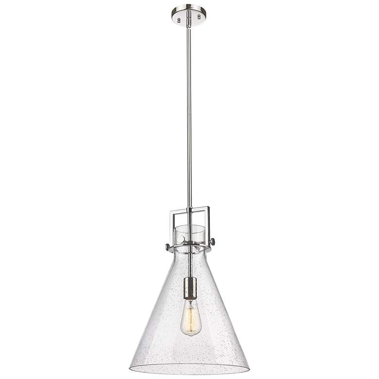 Image 1 Newton Cone 14" Wide Stem Hung Polished Nickel Pendant With Seedy Shad