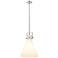 Newton Cone 14" Wide Stem Hung Polished Nickel Pendant With White Shad