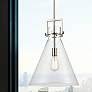 1_Newton Cone 14" Wide Stem Hung Satin Nickel Pendant With Clear Shade