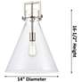 7_Newton Cone 14" Wide Stem Hung Satin Nickel Pendant With Clear Shade more views