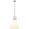 Newton Cone 14" Wide Stem Hung Satin Nickel Pendant With White Shade