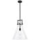 Newton Cone 14"W Matte Black and Clear Glass Pendant Light
