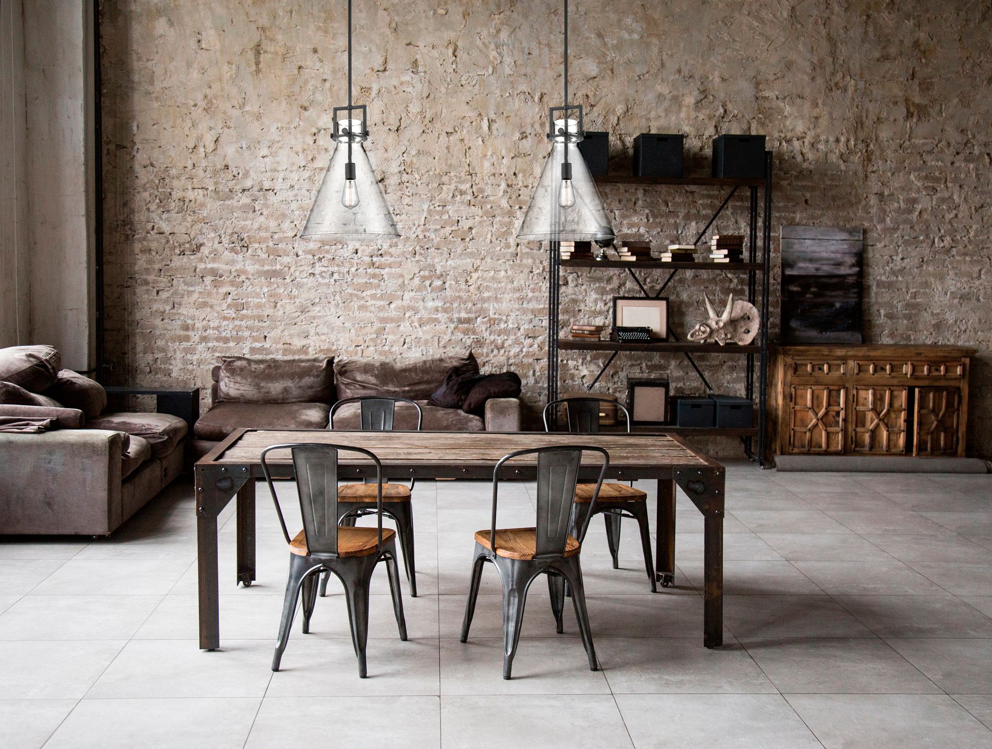 Image 3 Newton Cone 14"W Matte Black and Clear Glass Pendant Light more views