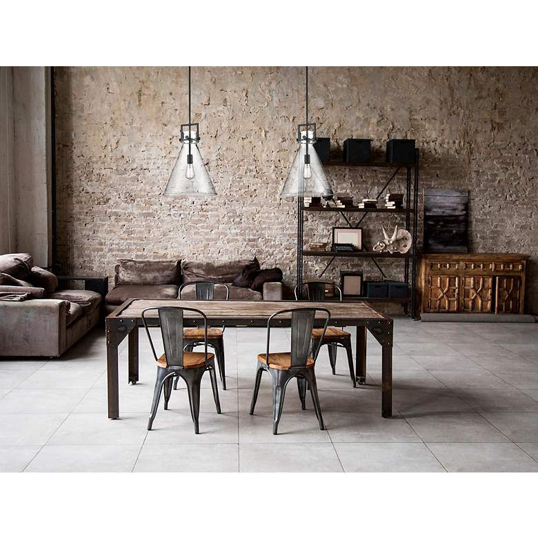 Image 3 Newton Cone 14"W Matte Black and Clear Glass Pendant Light more views