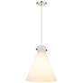 Newton Cone 14"W Polished Nickel Cord Hung Pendant With Matte White Sh