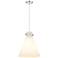 Newton Cone 14"W Polished Nickel Cord Hung Pendant With Matte White Sh