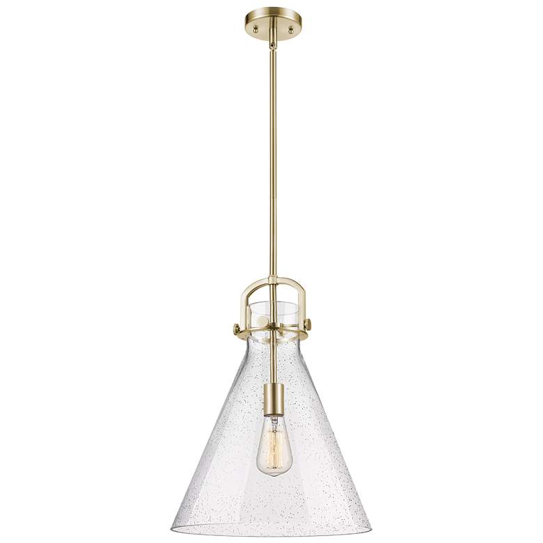 Image 1 Newton Cone 14"W Champagne Bronze Stem Arched Pendant With Seedy Shade
