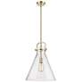 1_Newton Cone 14"W Champagne Bronze Stem Arched Pendant With Seedy Shade