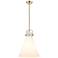 Newton Cone 14"W Champagne Bronze Stem Arched Pendant With White Shade