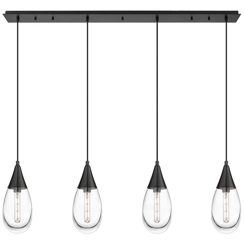 Image 1 Newton Cone 15.5" Wide 3 Light Matte Black Multi Pendant With Seedy Sh
