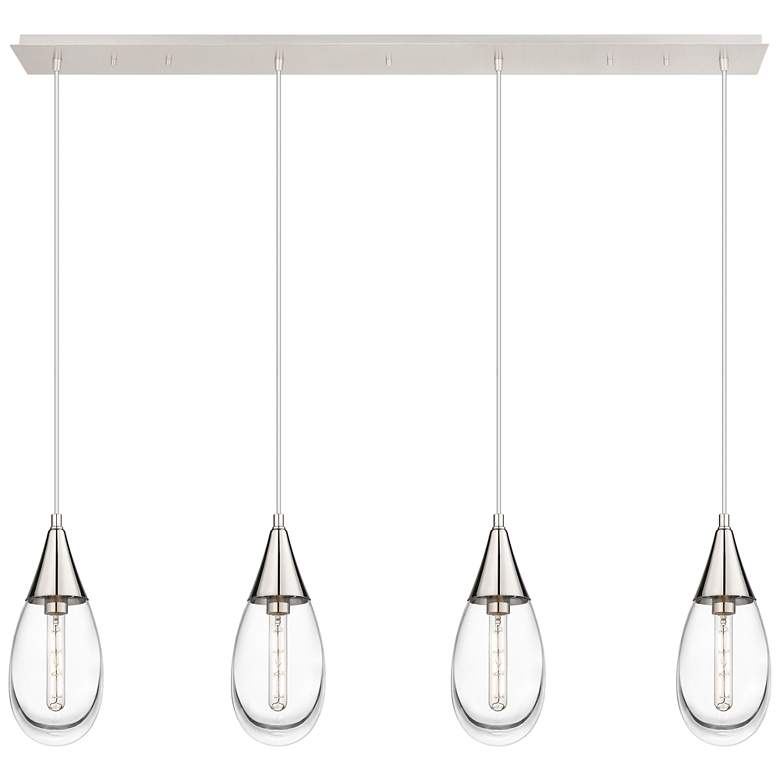 Image 1 Newton Cone 15.5" Wide 3 Light Polished Nickel Multi Pendant w/ Clear