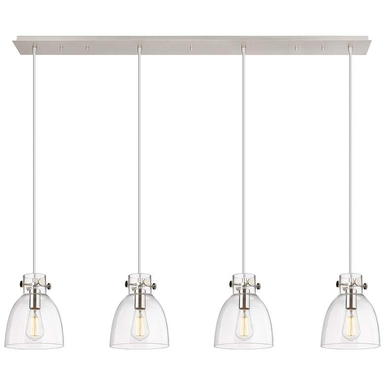 Image 1 Newton Cone 15.5"W 3 Light Brushed Brass Multi Pendant w/ Light Smoke