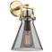 Newton Cone 15" High Brushed Brass Smoke Glass Wall Sconce