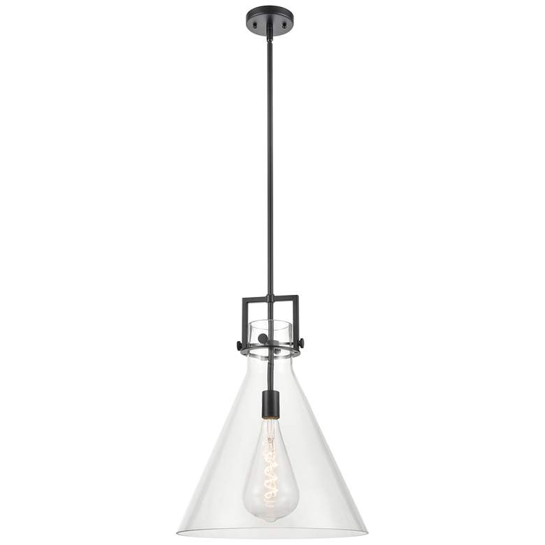 Image 1 Newton Cone 16 inch Matte Black Stem Hung Pendant