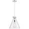 Newton Cone 16" Wide Cord Hung Polished Nickel Pendant With Clear Shad