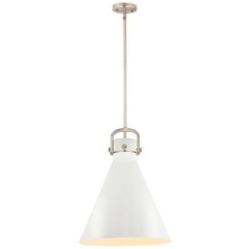 Newton Cone 16" Wide Satin Nickel and White Pendant Light Newton Cone 16" Wide Satin Nickel and White Pendant Light