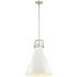 Newton Cone 16" Wide Satin Nickel and White Pendant Light