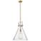 Newton Cone 16" Wide Stem Hung Brushed Brass Pendant With Seedy Shade