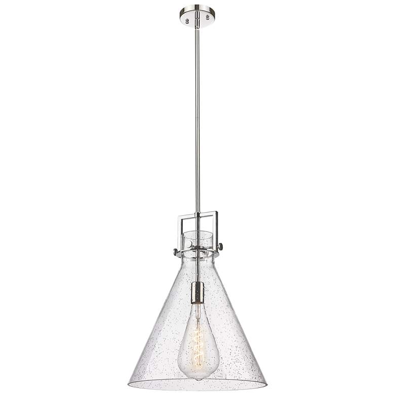 Image 1 Newton Cone 16" Wide Stem Hung Polished Nickel Pendant With Seedy Shad