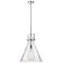 Newton Cone 16" Wide Stem Hung Polished Nickel Pendant With Seedy Shad