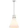 Newton Cone 16" Wide Stem Hung Satin Nickel Pendant With White Shade