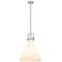 Newton Cone 16" Wide Stem Hung Satin Nickel Pendant With White Shade