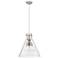 Newton Cone 16"W 3 Light Satin Nickel Cord Hung Pendant With Clear Sha