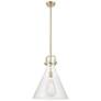 1_Newton Cone 16"W Champagne Bronze Stem Arched Pendant With Clear Shade