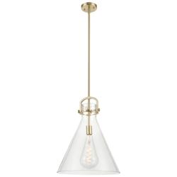Newton Cone 16"W Champagne Bronze Stem Arched Pendant With Clear Shade