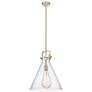 1_Newton Cone 16"W Champagne Bronze Stem Arched Pendant With Seedy Shade