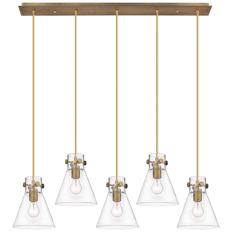 Image 1 Newton Cone 18.63" Wide 6 Light Brushed Brass Multi Pendant w/ Seedy S