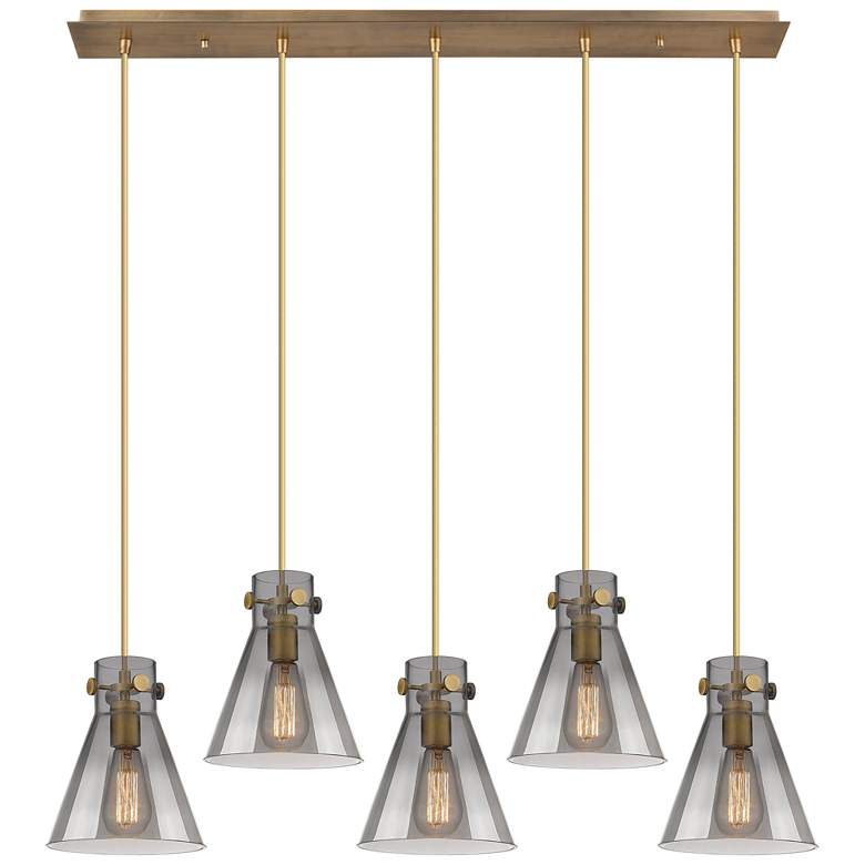 Image 1 Newton Cone 18.63" Wide 6 Light Brushed Brass Multi Pendant w/ White S