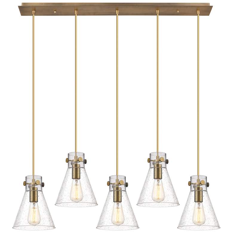 Image 1 Newton Cone 18.63" Wide 6 Light Matte Black Multi Pendant With Clear S