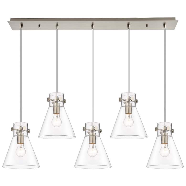 Image 1 Newton Cone 18.63" Wide 6 Light Matte Black Multi Pendant With White S