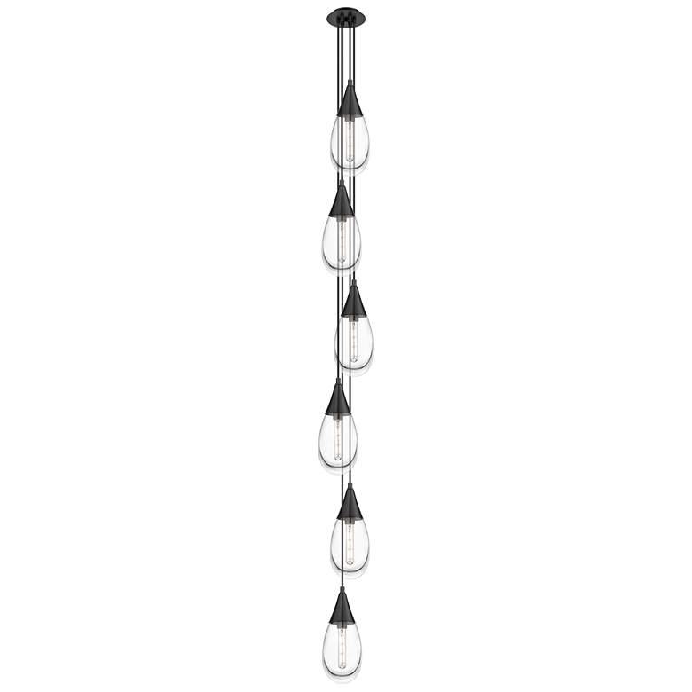 Image 1 Newton Cone 18.63"W 6 Light Brushed Brass Multi Pendant w/ Smoke Shade
