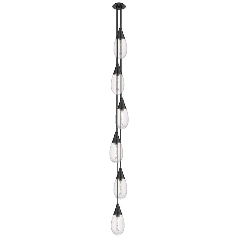 Image 1 Newton Cone 18.63"W 6 Light Brushed Nickel Multi Pendant w/ Clear Shad