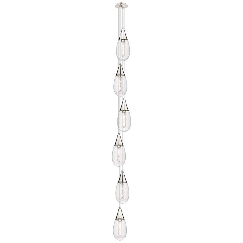 Image 1 Newton Cone 18.63"W 6 Light Brushed Nickel Multi Pendant w/ Seedy Shad