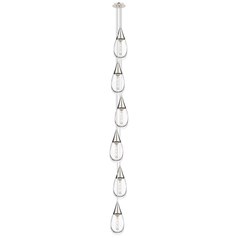 Image 1 Newton Cone 18.63"W 6 Light Brushed Nickel Multi Pendant w/ Smoke Shad