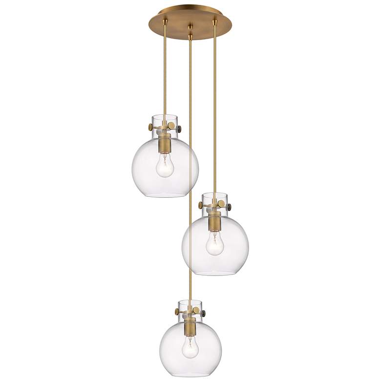 Image 1 Newton Cone 18.63"W 6 Light Brushed Nickel Multi Pendant w/ White Shad