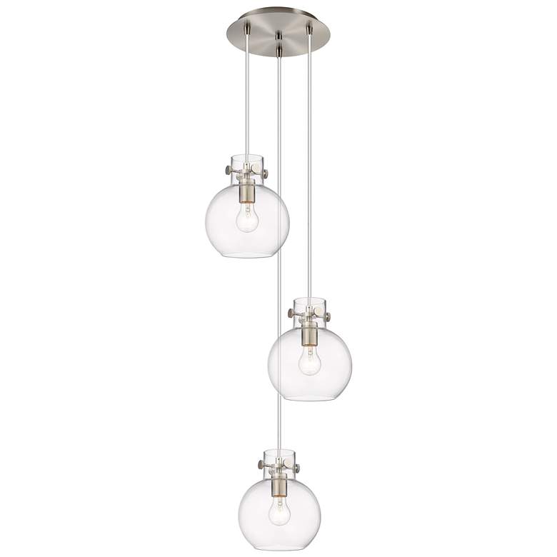 Image 1 Newton Cone 18.63"W 6 Light Polished Nickel Multi Pendant w/ Seedy Sha