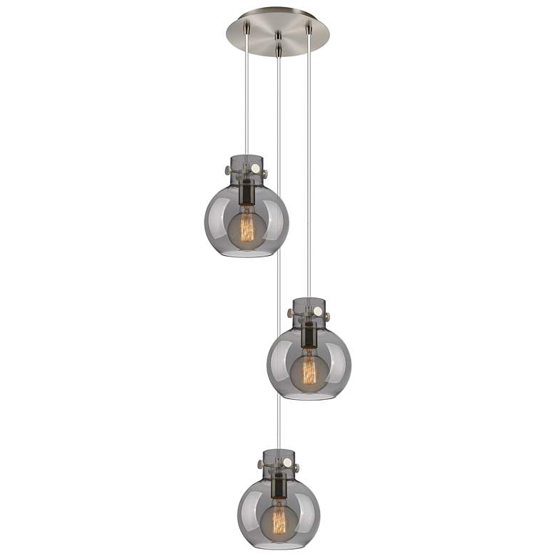 Image 1 Newton Cone 18.63"W 6 Light Polished Nickel Multi Pendant w/ White Sha