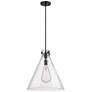 Newton Cone 18" Wide Cord Hung Matte Black Pendant With Seedy Shade