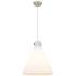 Newton Cone 18" Wide Cord Hung Satin Nickel Pendant With White Shade