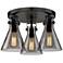 Newton Cone 18"W 3-Light Black Ceiling Light w/ Smoke Glass