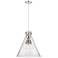 Newton Cone 18"W 3 Light Polished Nickel Cord Hung Pendant With Seedy 